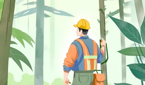 Dessin d'un entrepreneur de travaux forestiers de dos